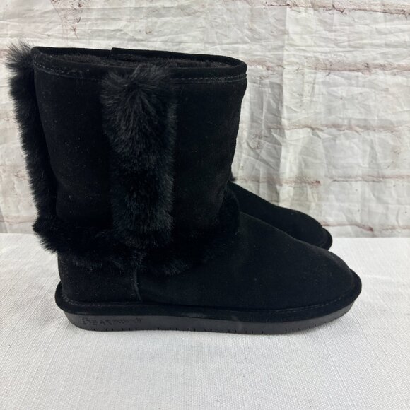 Bearpaw Women's 9 Black Suede Faux Fur Insulated Ashleigh Winter Boots - Picture 3 of 11